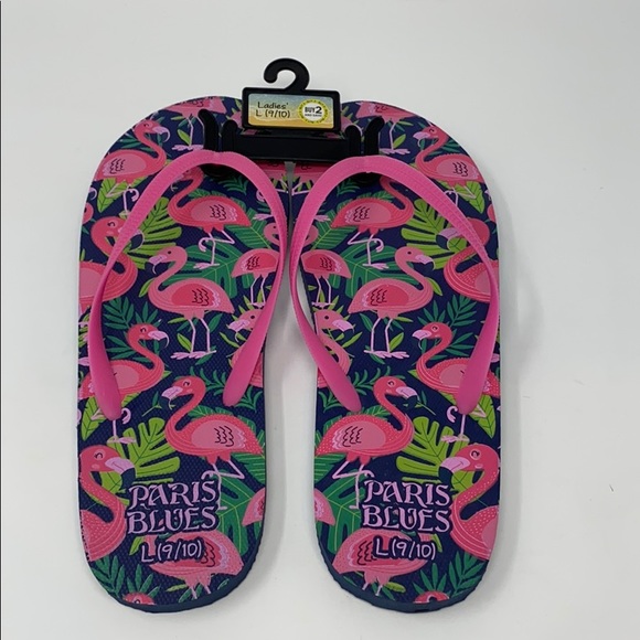 Paris Blues Pink Flamingo Flip Flops - Picture 3 of 9